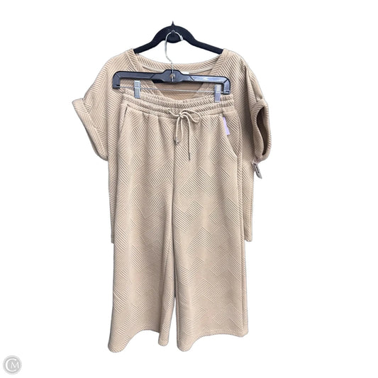 Top 2pc Short Sleeve By Ee Some In Beige, Size: S