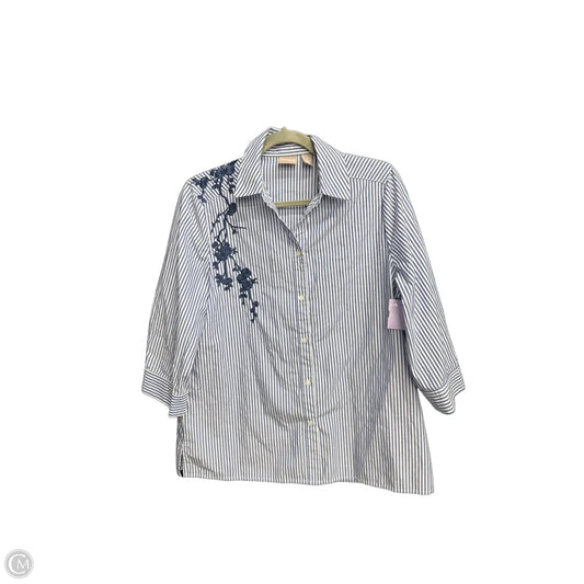 Top Long Sleeve By Chicos In Striped Pattern, Size: L