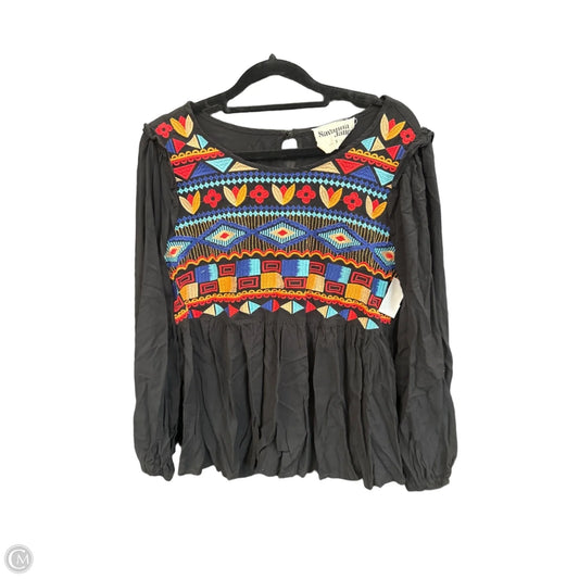 Top Long Sleeve By Savanna Jane In Black, Size: S