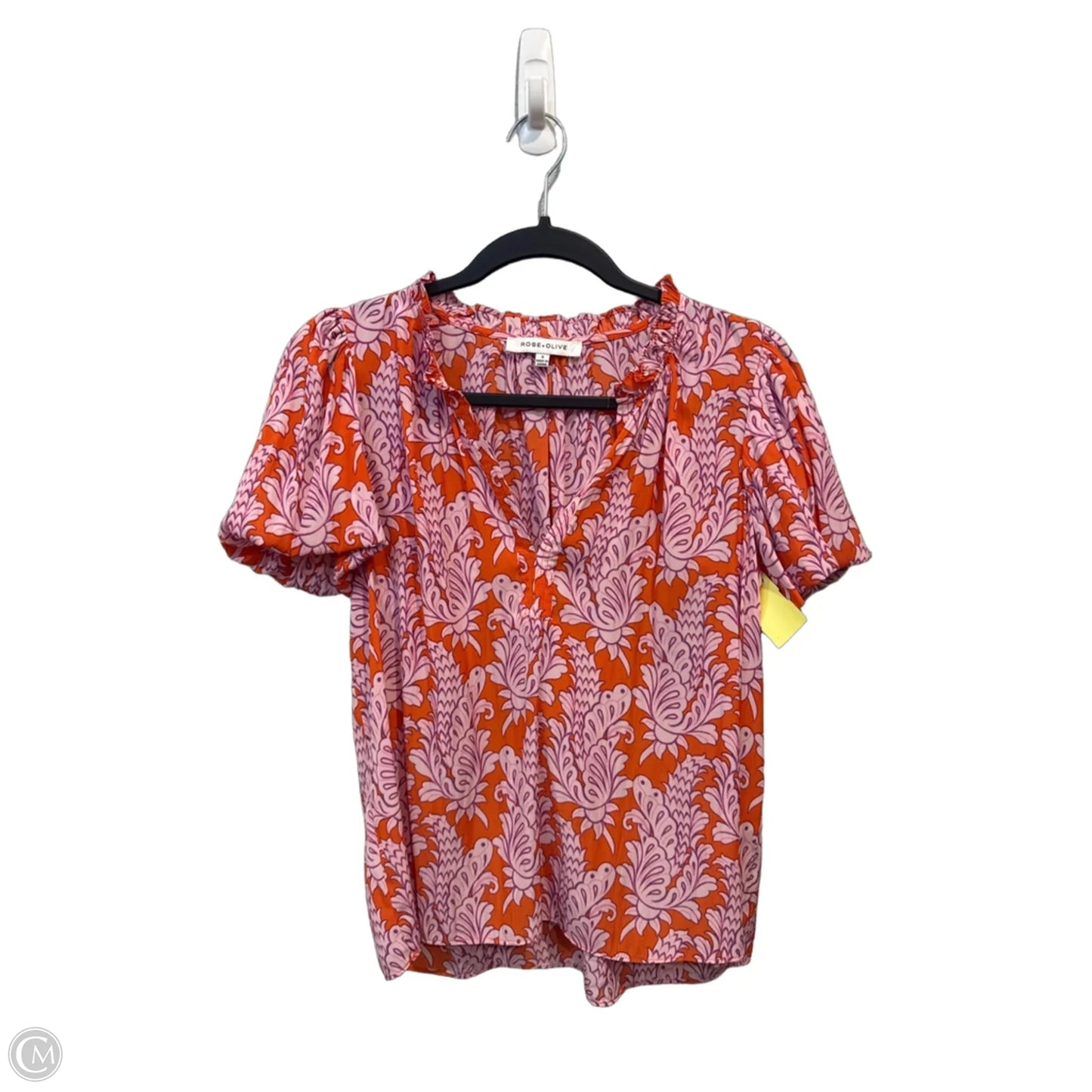 Top Short Sleeve By Rose And Olive In Orange & Purple, Size: S