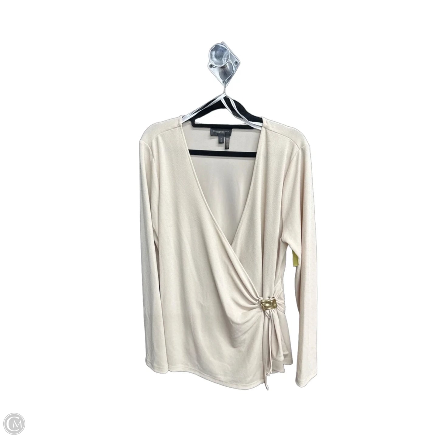 Blouse Long Sleeve By Donna Karan In Beige, Size: M