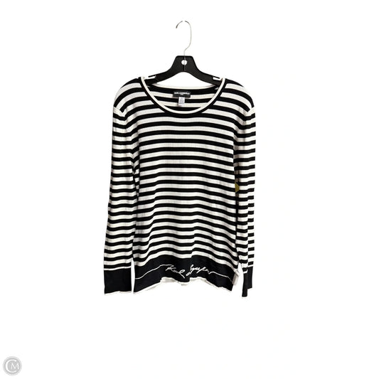 Top Long Sleeve Designer By Karl Lagerfeld In Black & White, Size: Xl