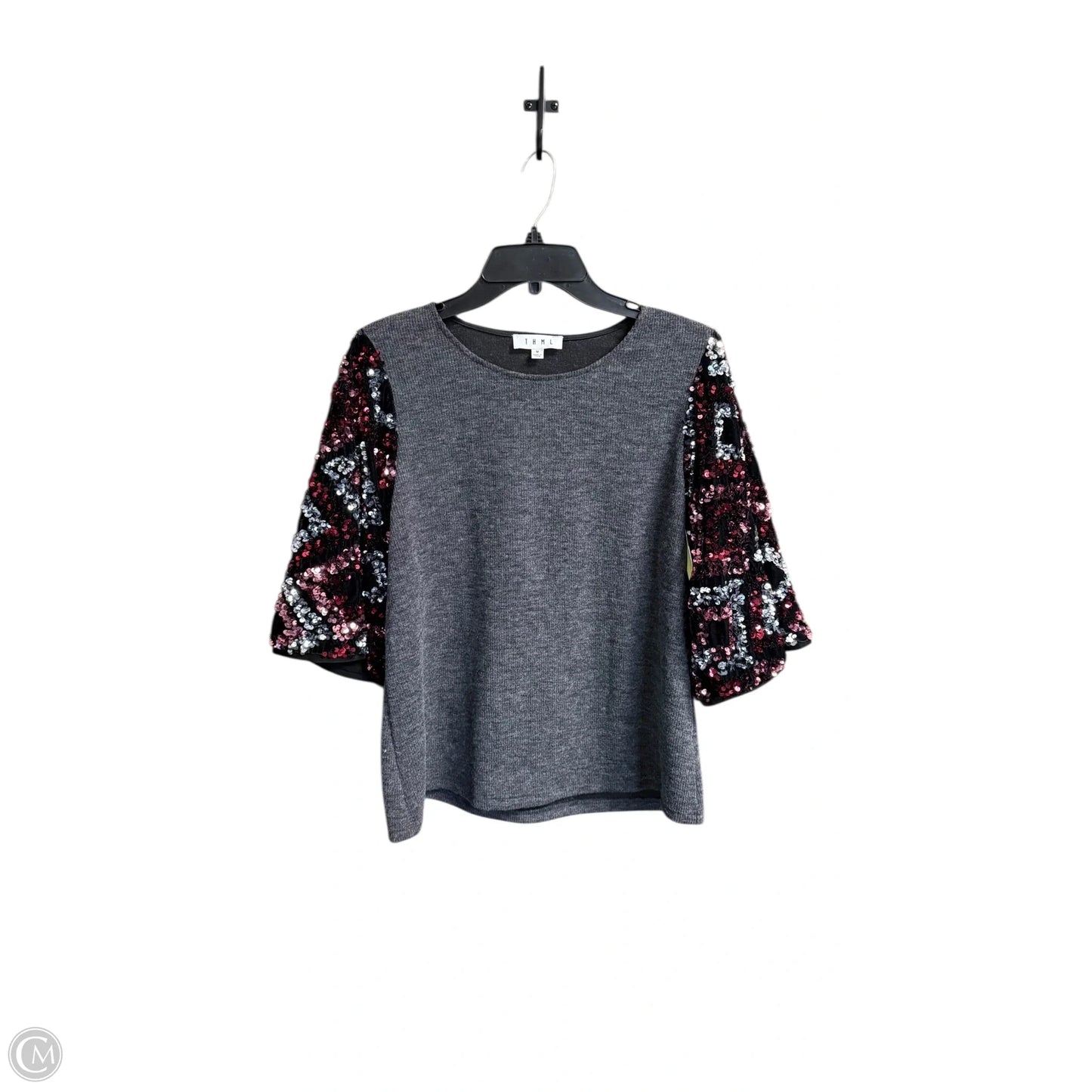 Top 3/4 Sleeve By Thml In Black & Grey, Size: M
