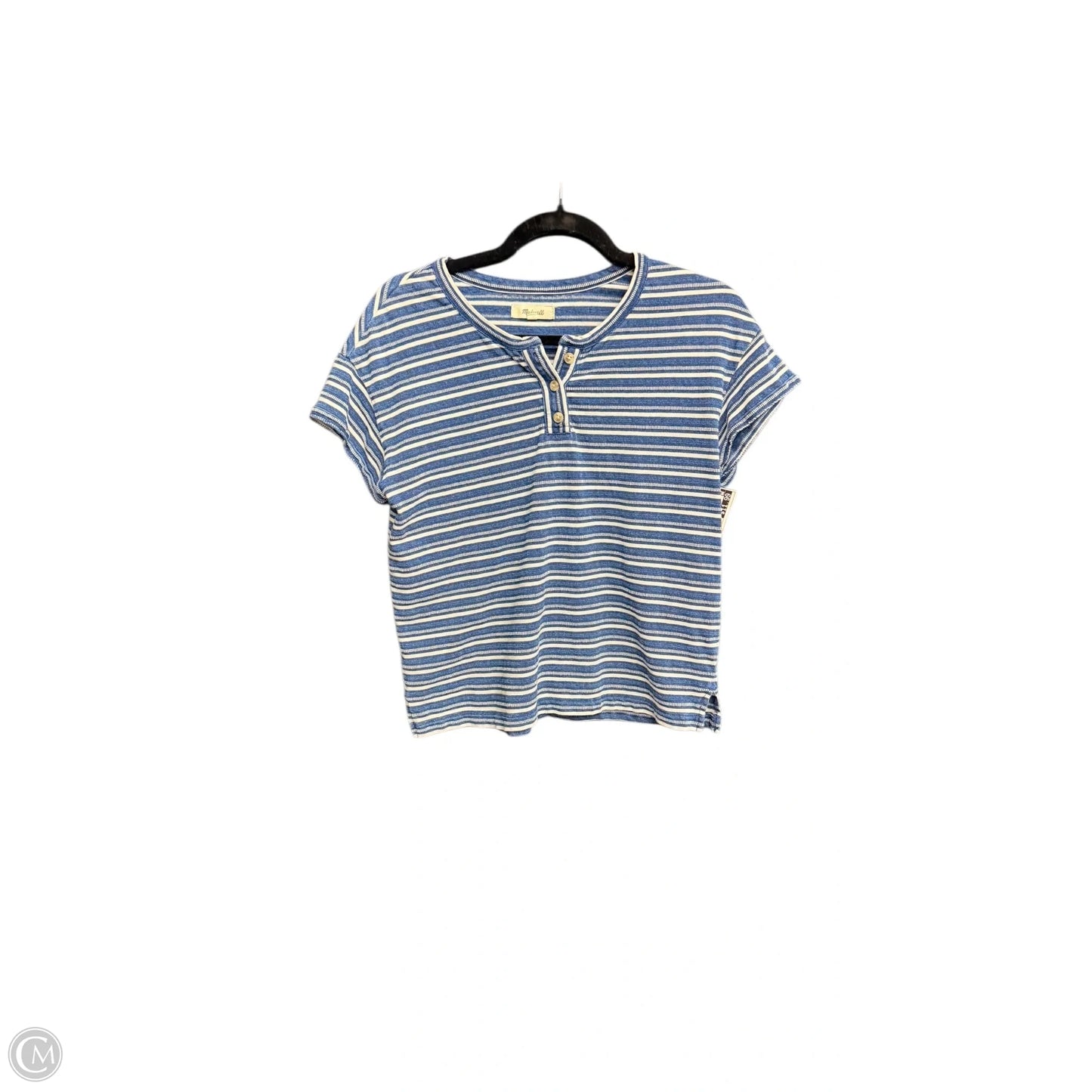 Top Short Sleeve By Madewell In Blue & White, Size: S
