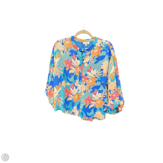 Top 3/4 Sleeve By Fate In Floral Print, Size: S