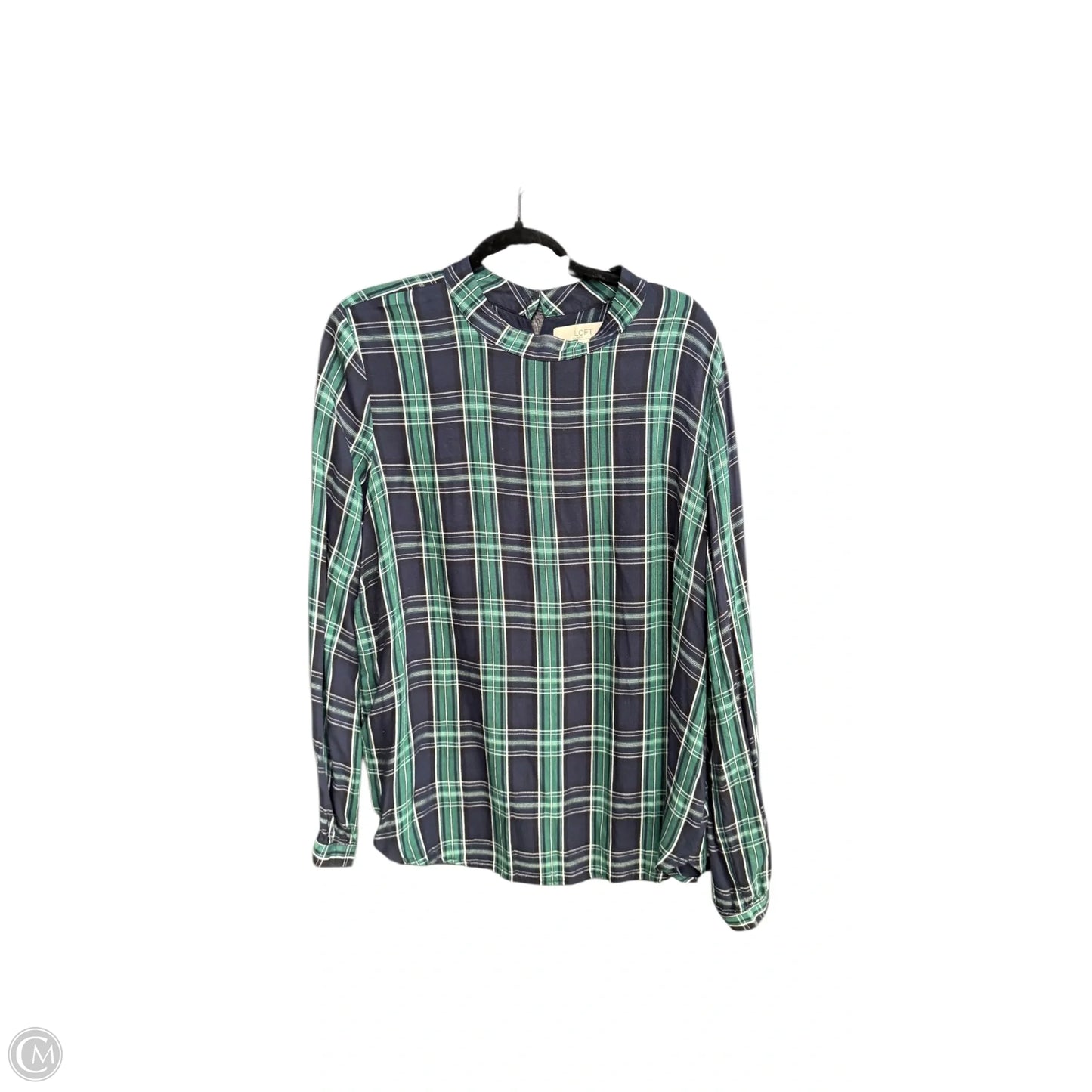 Top Long Sleeve By Loft In Plaid Pattern, Size: Xl