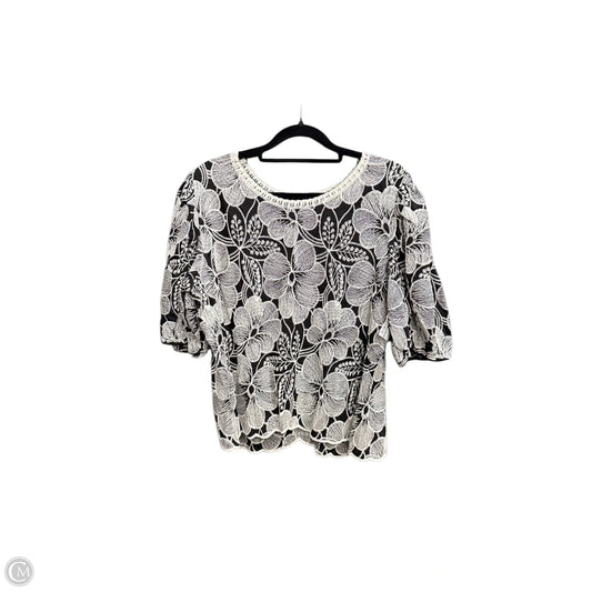 Top Short Sleeve By Solitaire In Black & Cream, Size: M
