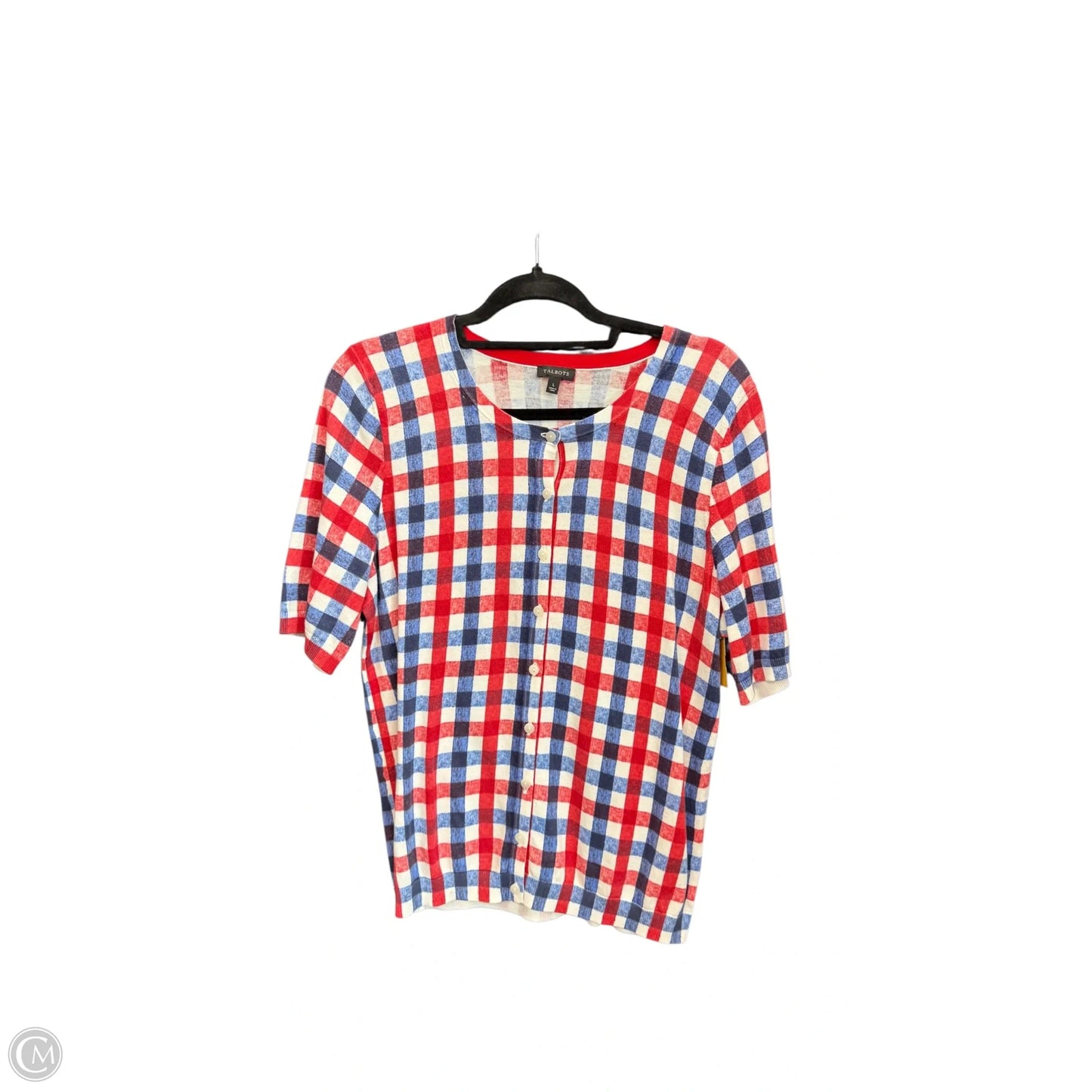 Cardigan By Talbots In Plaid Pattern, Size: L