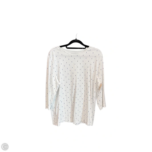 Top 3/4 Sleeve By Christopher And Banks In Blue & White, Size: Xl