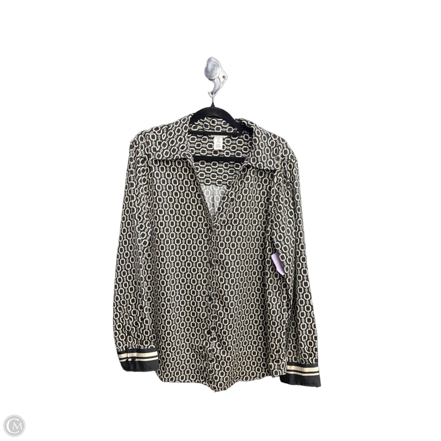 Top Long Sleeve By H&m In Black & Cream, Size: M