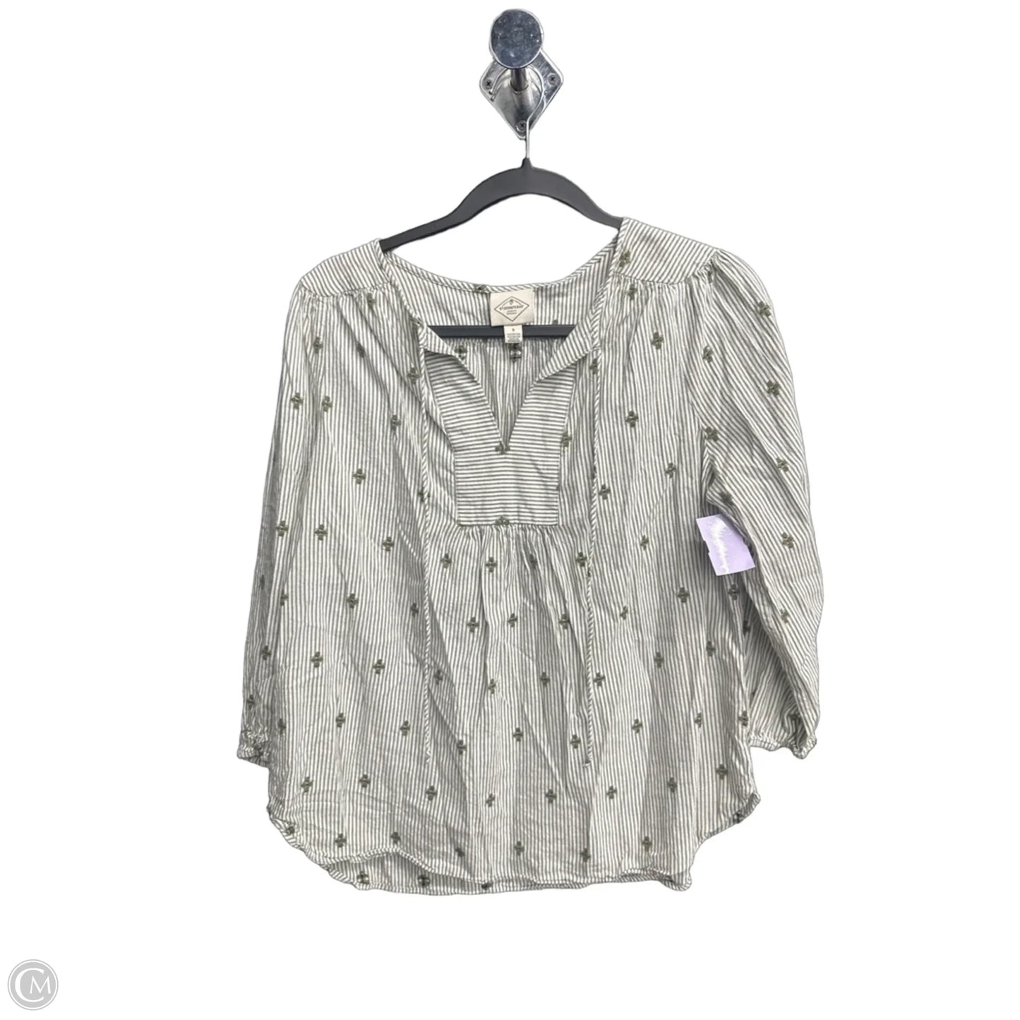 Top 3/4 Sleeve By St Johns Bay In Striped Pattern, Size: S