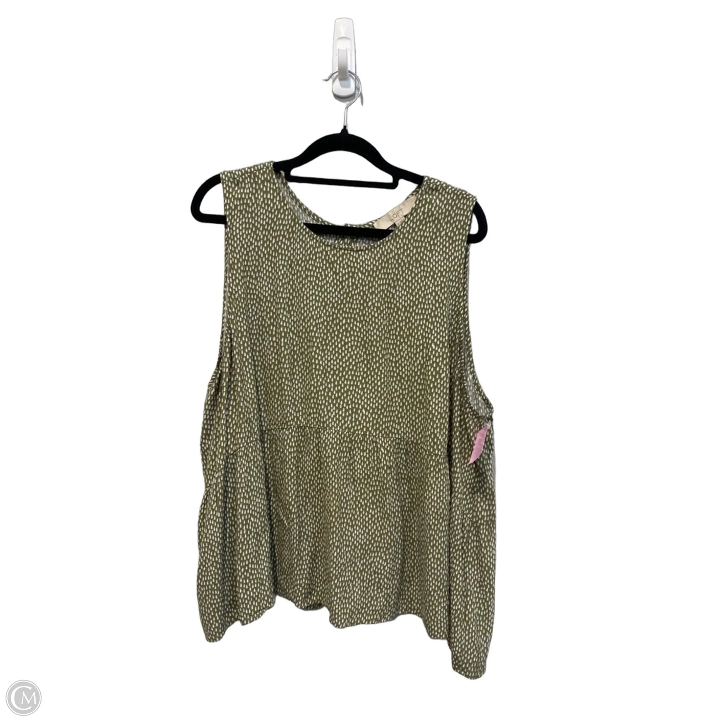 Top Sleeveless By Loft In Green & White, Size: Xl