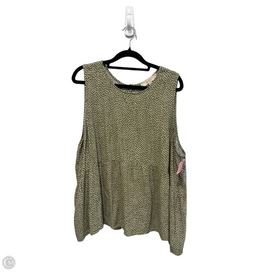 Top Sleeveless By Loft In Green & White, Size: Xl
