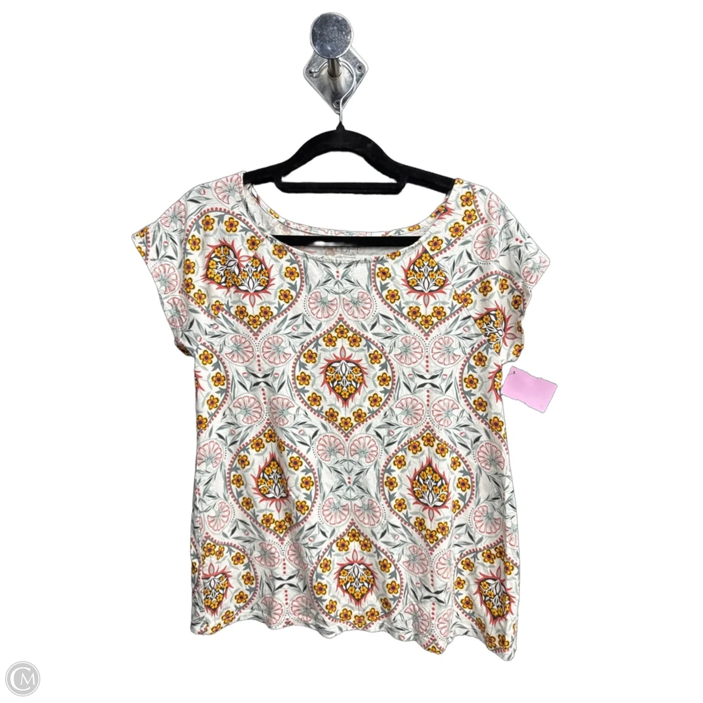Top Short Sleeve Basic By Loft In Paisley Print, Size: Xs