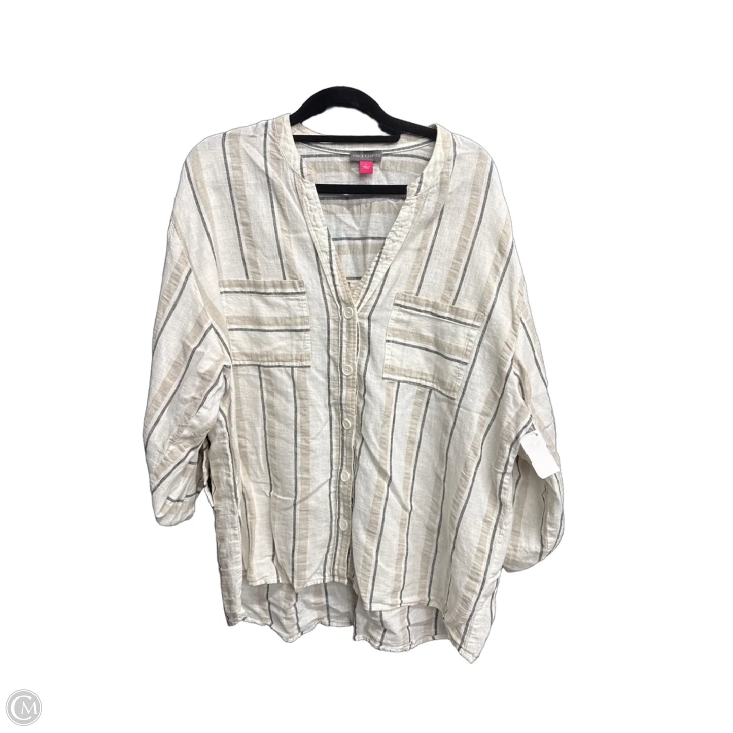 Top 3/4 Sleeve By Vince Camuto In Striped Pattern, Size: L