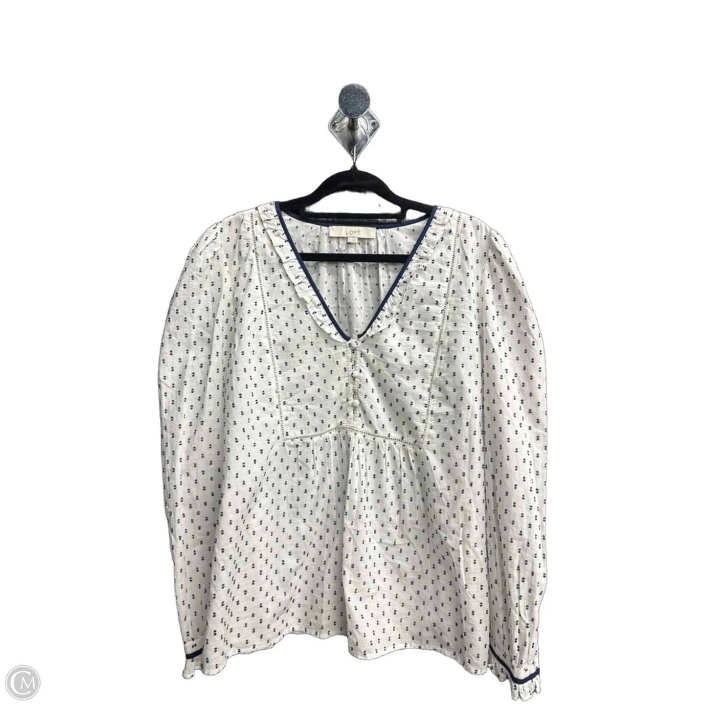 Top Long Sleeve By Loft In White, Size: L