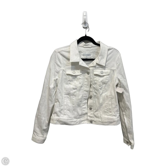 Jacket Denim By Loft In White Denim, Size: M