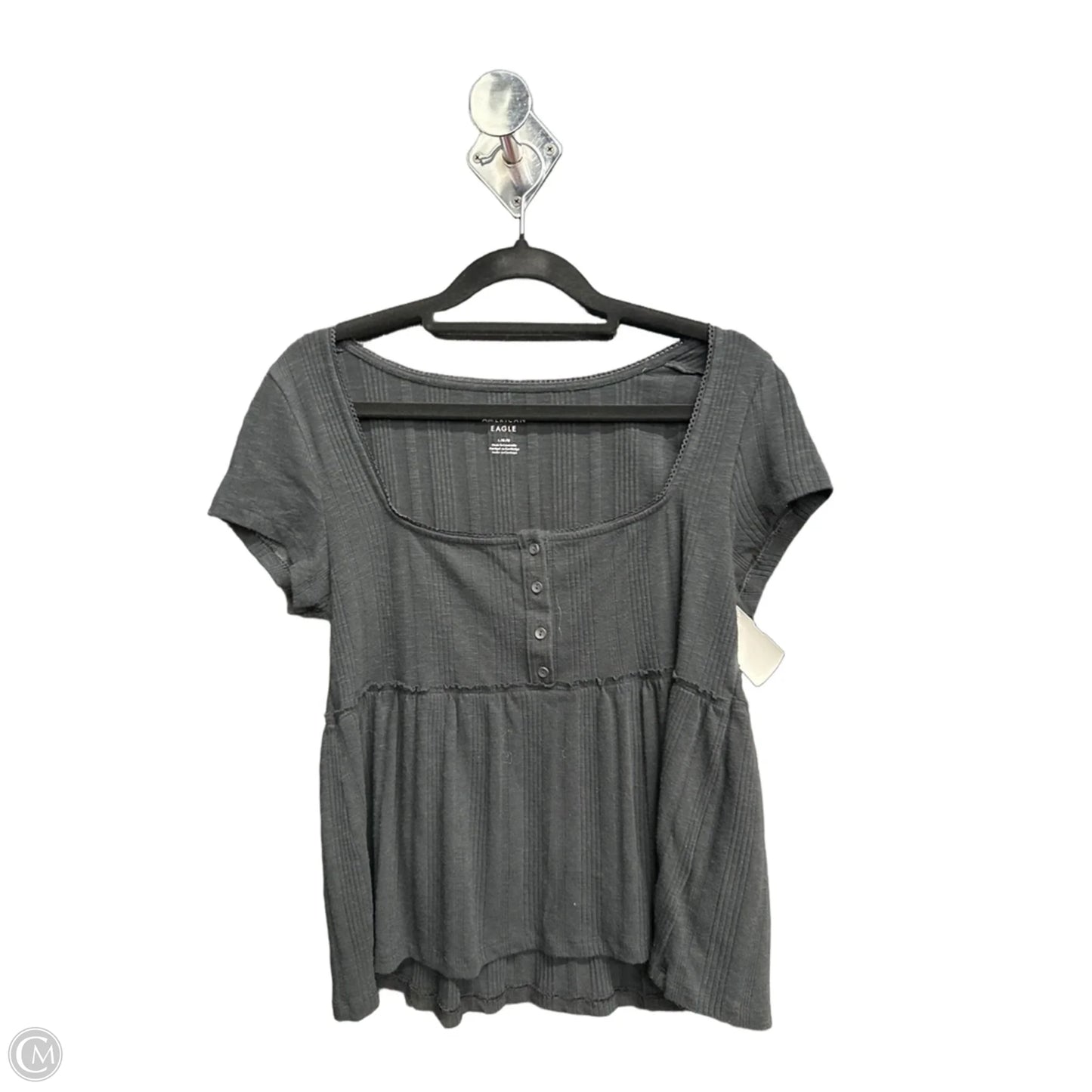 Top Short Sleeve By American Eagle In Black, Size: L