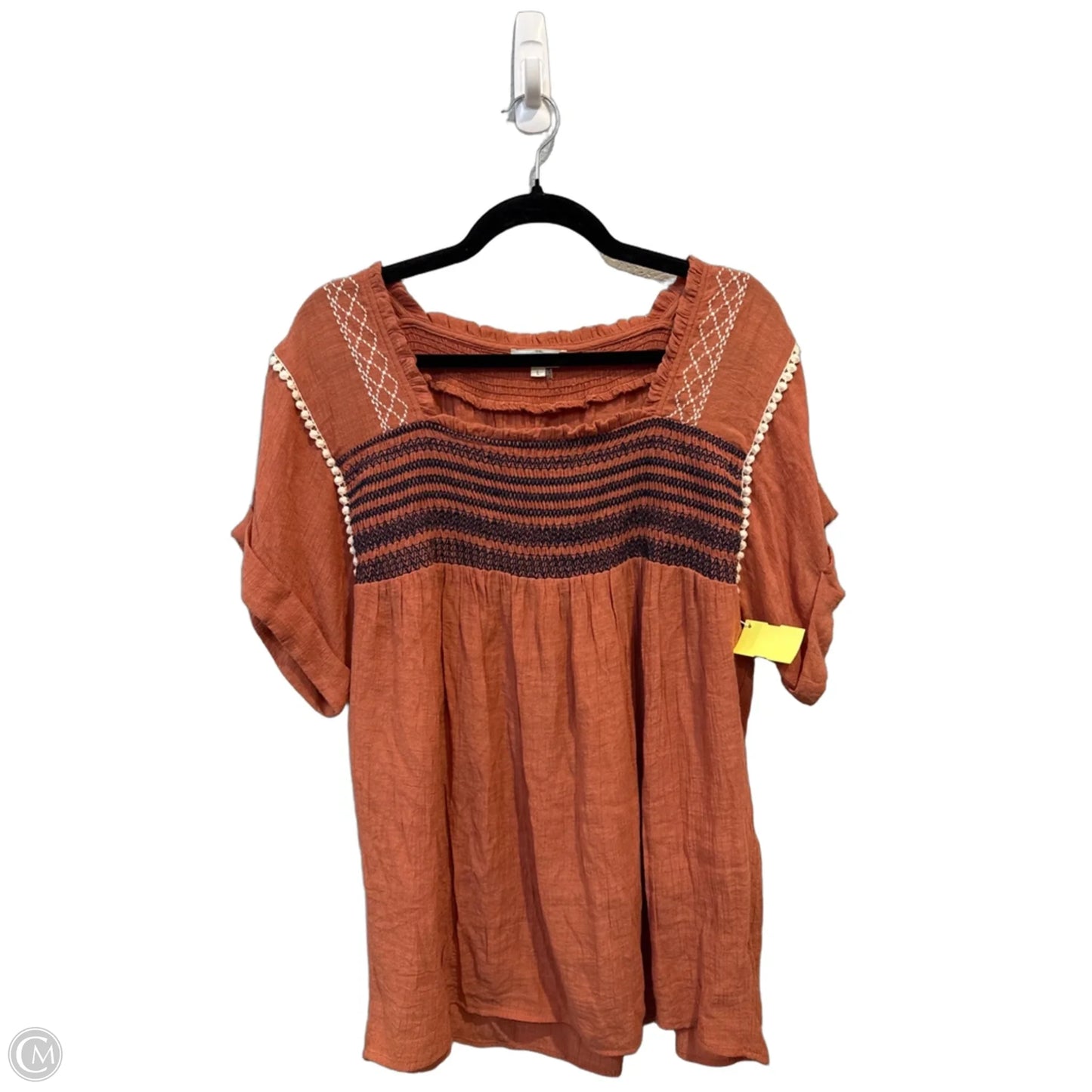 Top Short Sleeve By Entro In Orange, Size: L