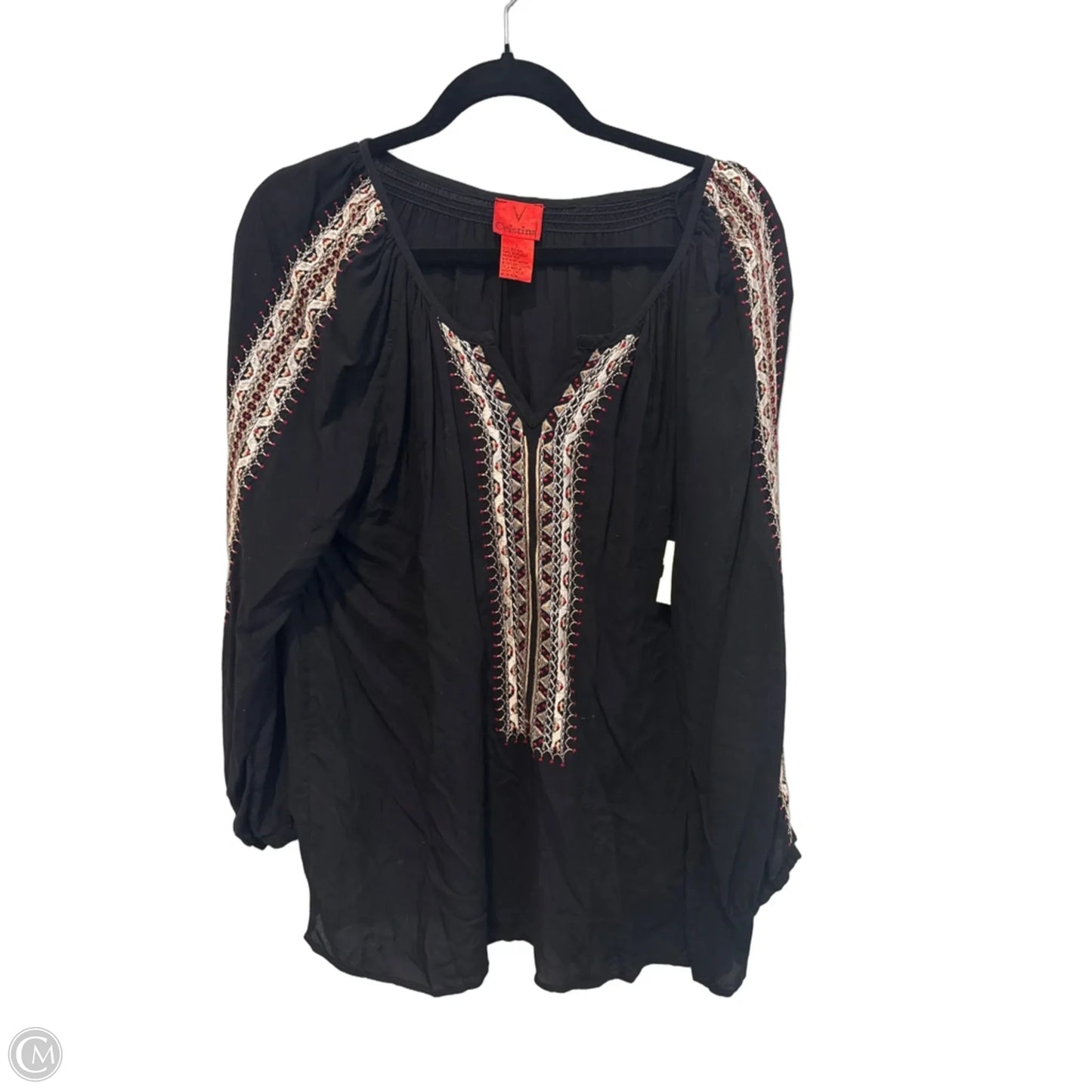 Top Long Sleeve By Cristina In Black, Size: L