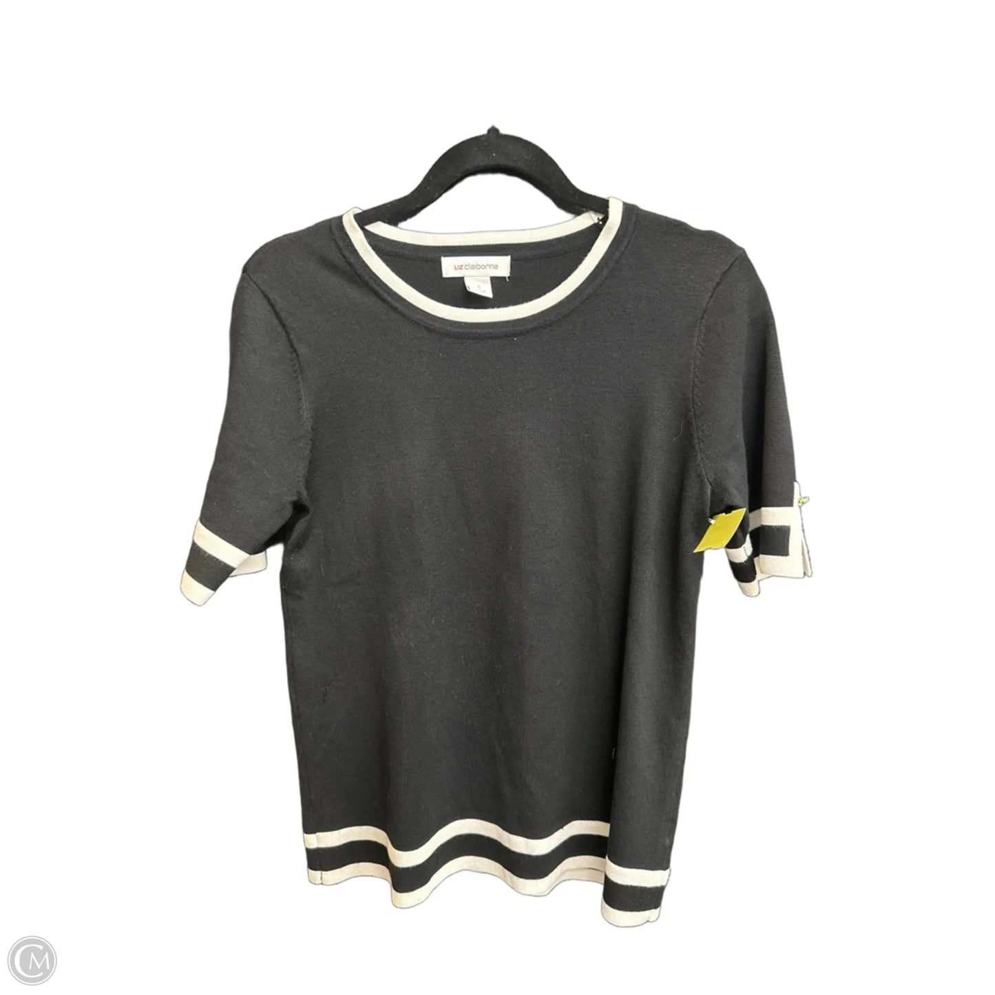 Top Short Sleeve By Liz Claiborne In Black & White, Size: S