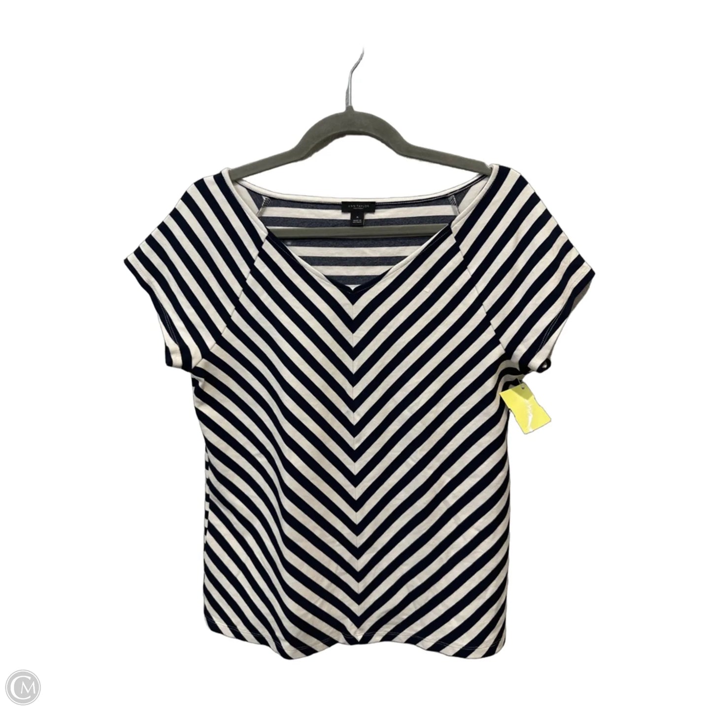 Top Short Sleeve By Ann Taylor In Striped Pattern, Size: M