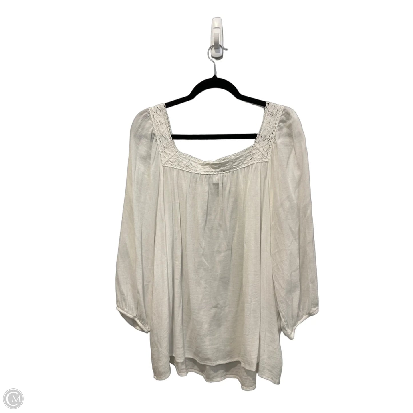 Top Long Sleeve By Chaps In White, Size: 2x
