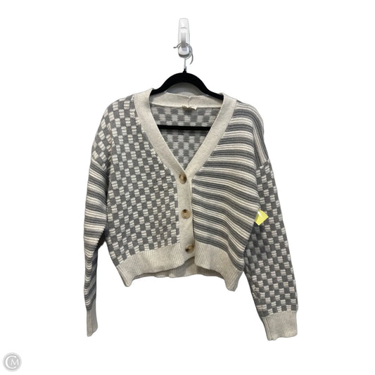 Sweater Cardigan By Hem & Thread In Grey & White, Size: S