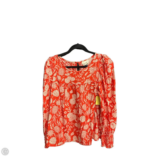 Top Long Sleeve By Universal Thread In Cream & Red, Size: L
