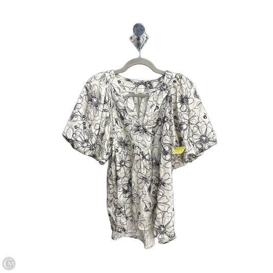 Top Short Sleeve By Glam In Black & Cream, Size: M