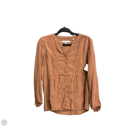 Top Long Sleeve By Foxcroft In Brown, Size: M