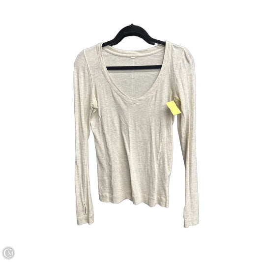 Athletic Top Long Sleeve Crewneck By Lululemon In Beige, Size: M