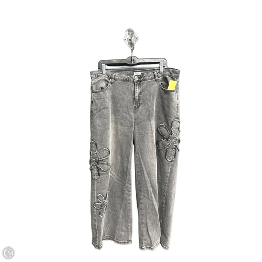 Jeans Wide Leg By Easel In Black Denim, Size: 14