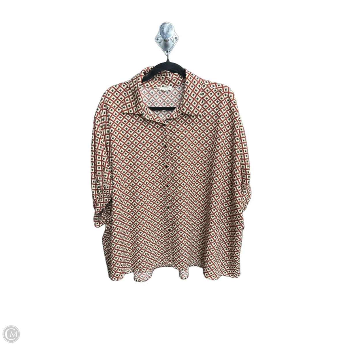 Top Short Sleeve By Eesome In Geometric Pattern, Size: M