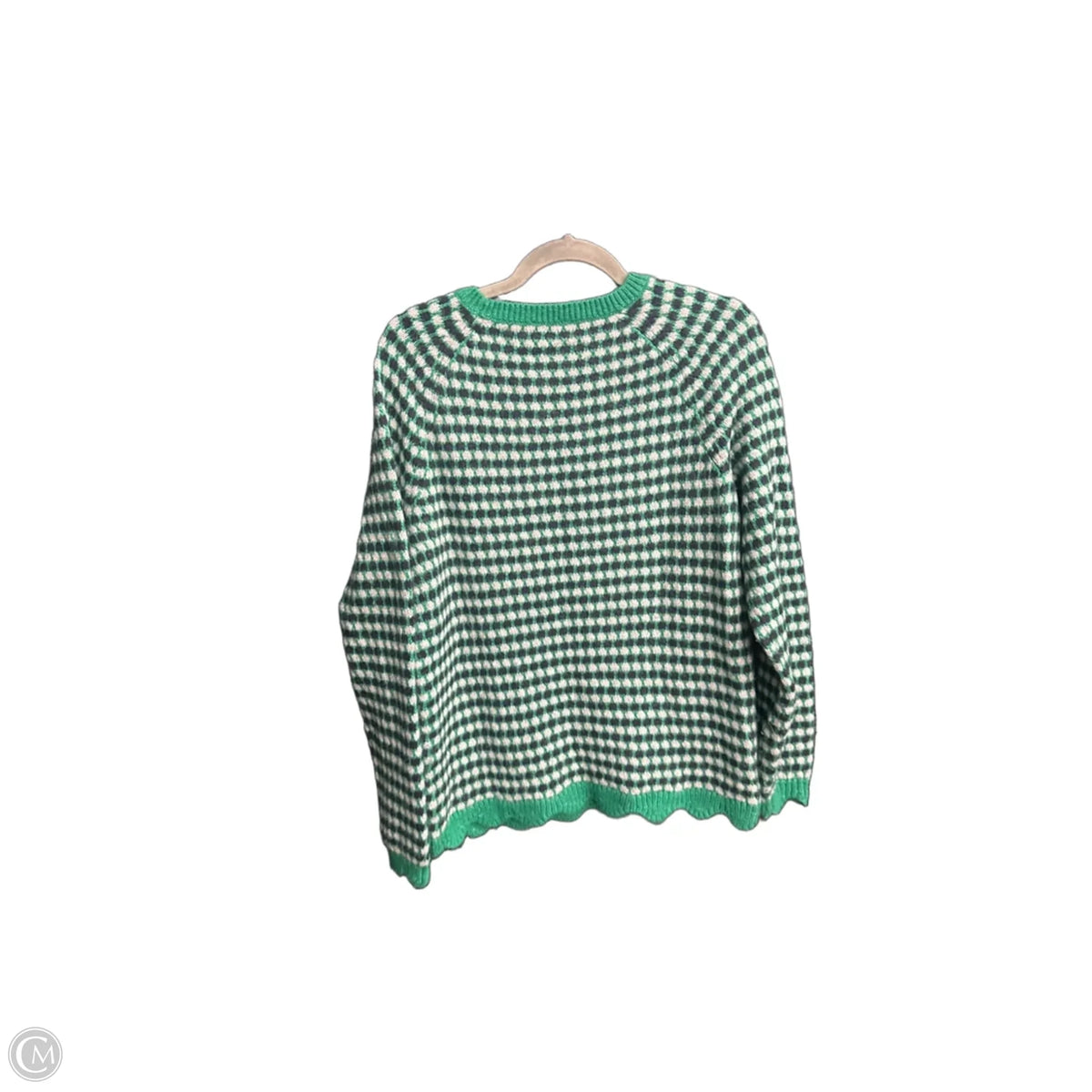 Sweater By Talbots In Green & Grey, Size: M