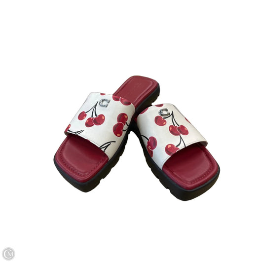 Sandals Designer By Coach In Cream & Red, Size: 7.5