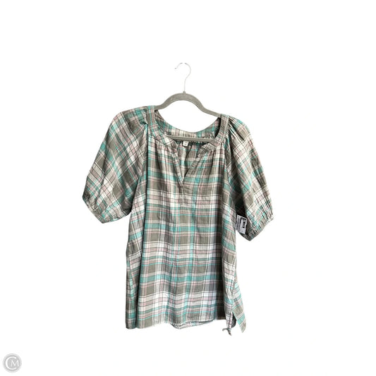 Top Short Sleeve By Beachlunchlounge In Plaid Pattern, Size: M