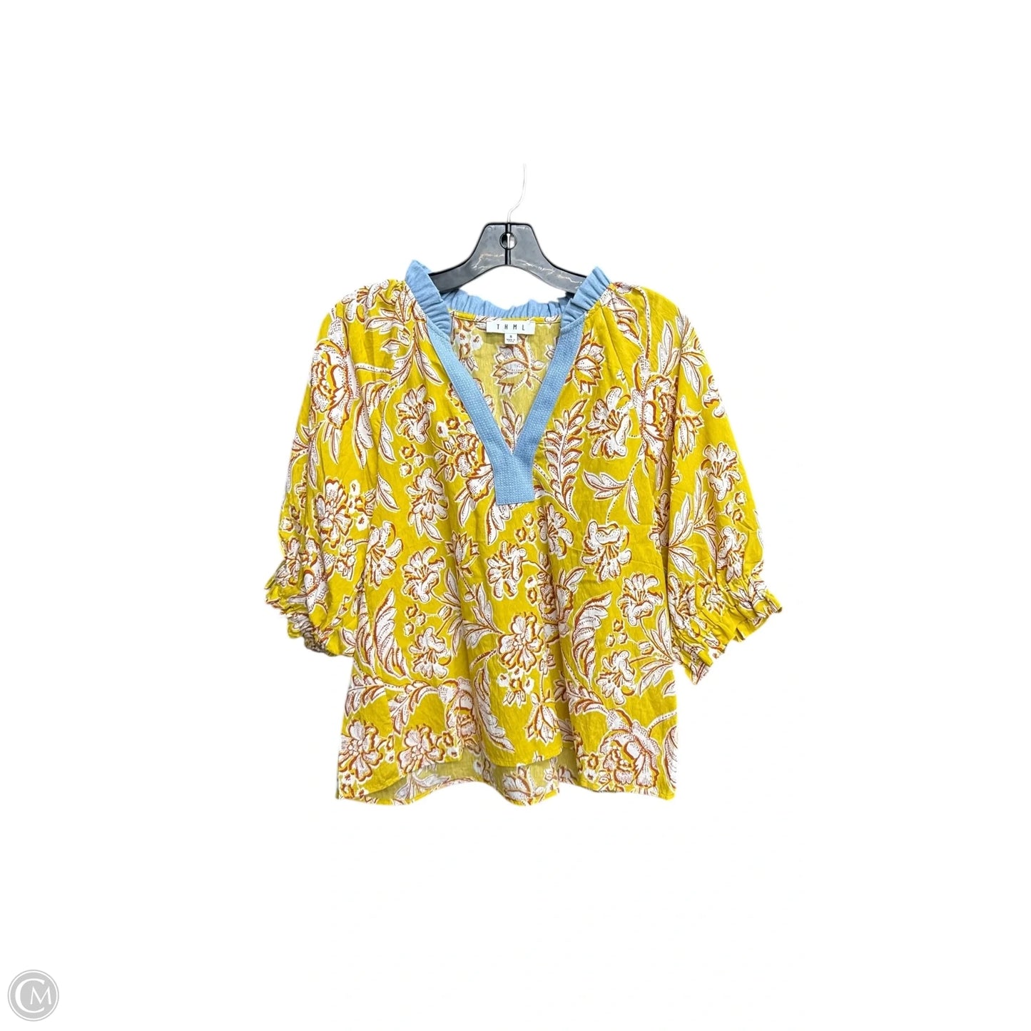 Top Short Sleeve By Thml In Yellow, Size: S