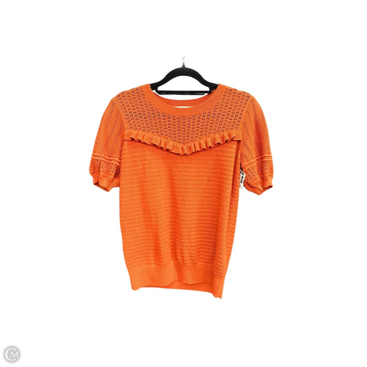 Sweater Short Sleeve By Loft In Orange, Size: S