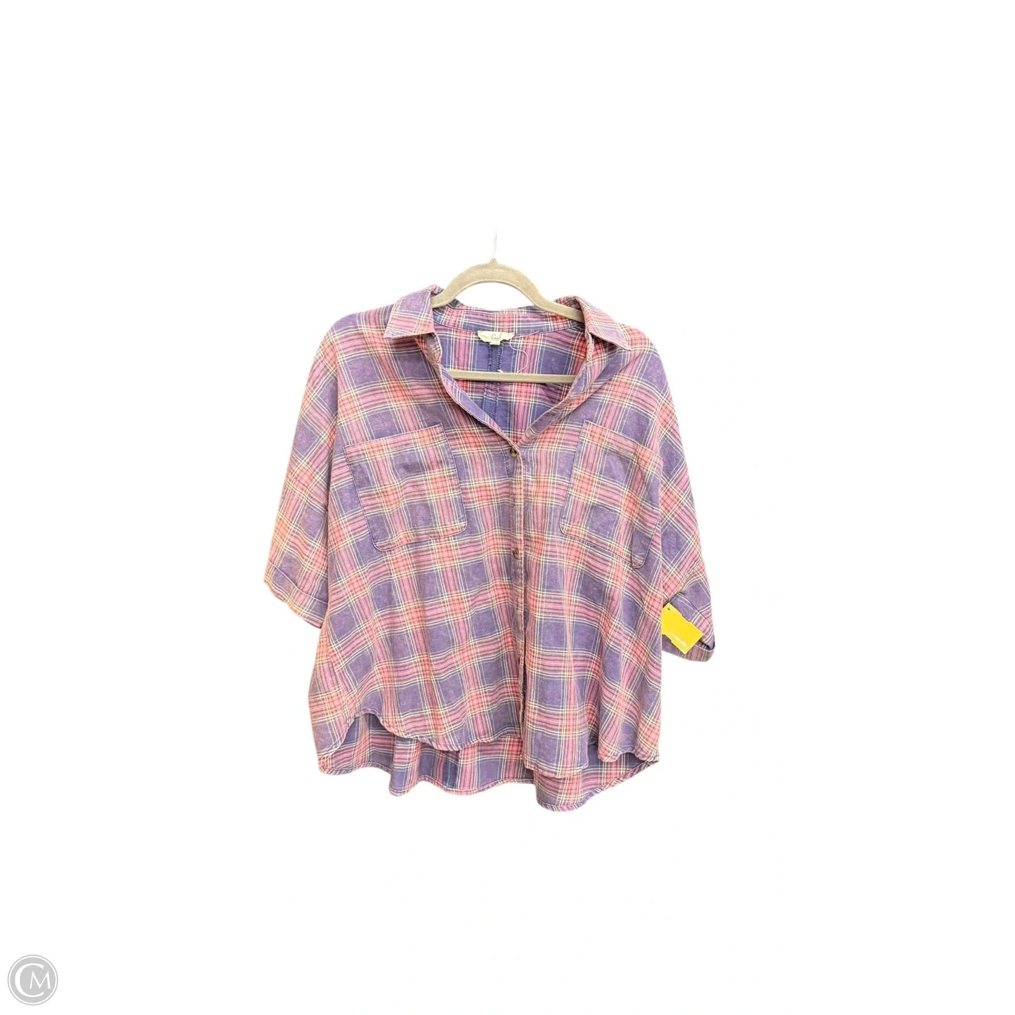 Top Short Sleeve By Easel In Plaid Pattern, Size: M