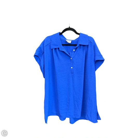 Top Short Sleeve By Andree By Unit In Blue, Size: 3x