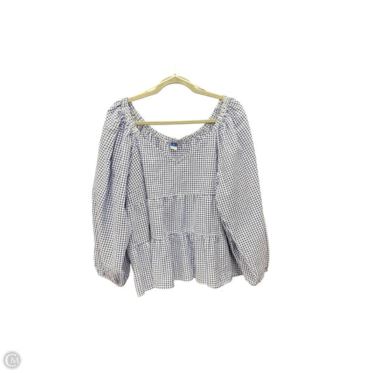 Top Long Sleeve By Old Navy In Blue & White, Size: Xl