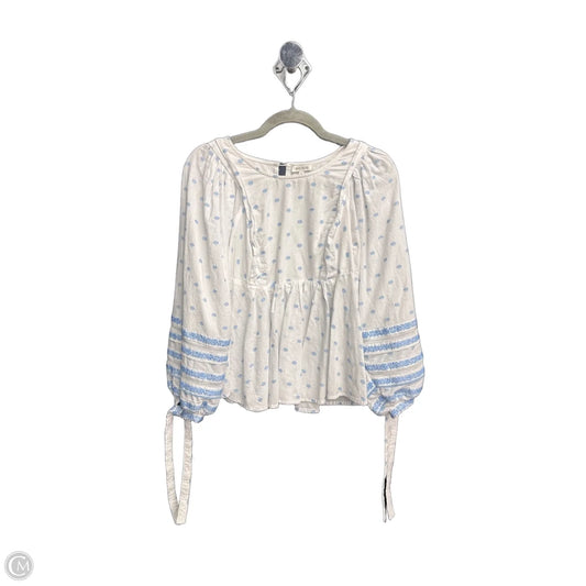 Top Long Sleeve By Ella Moss In Blue & White, Size: S