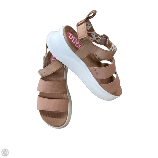 Sandals Heels Block By Hey Dude In Brown, Size: 9