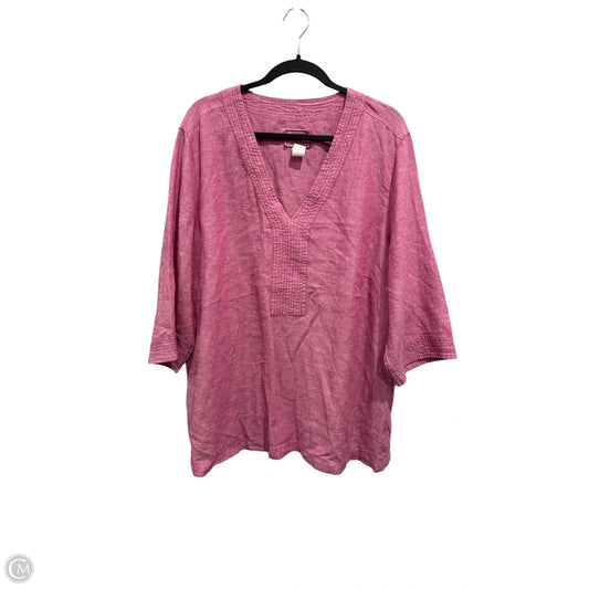 Top 3/4 Sleeve By Sigrid Olsen In Pink, Size: 2x