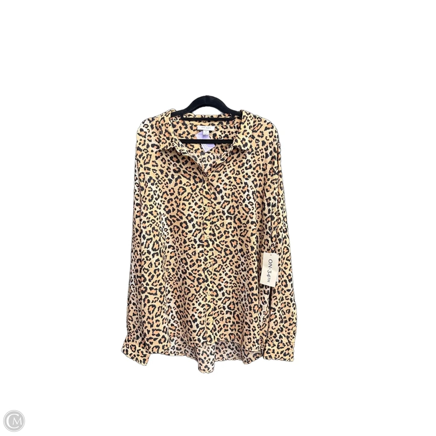 Top Long Sleeve By On 34th In Leopard Print, Size: Xl