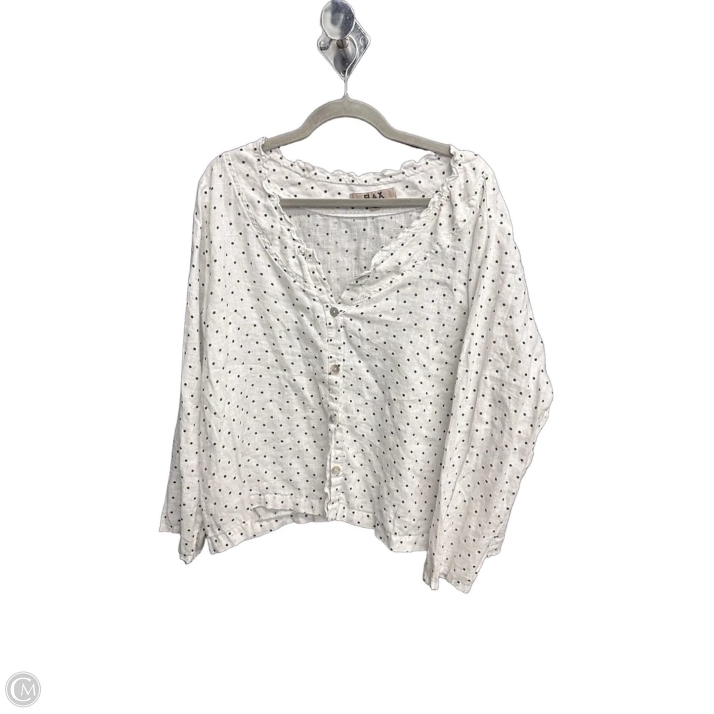 Top Long Sleeve By Flax In Polkadot Pattern, Size: L