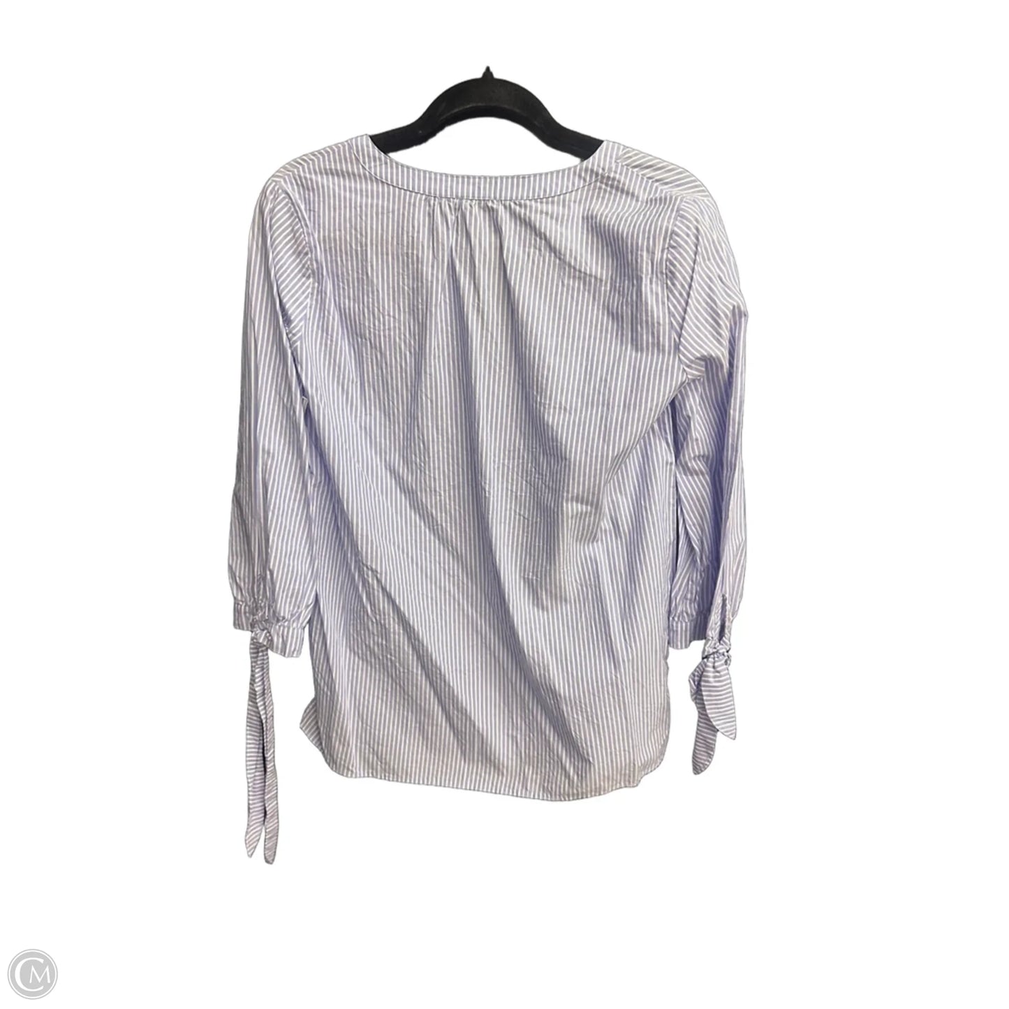 Top Short Sleeve By Ann Taylor In Blue & White, Size: S