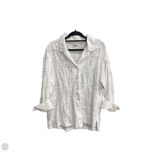 Top 3/4 Sleeve By Tianello In White, Size: S