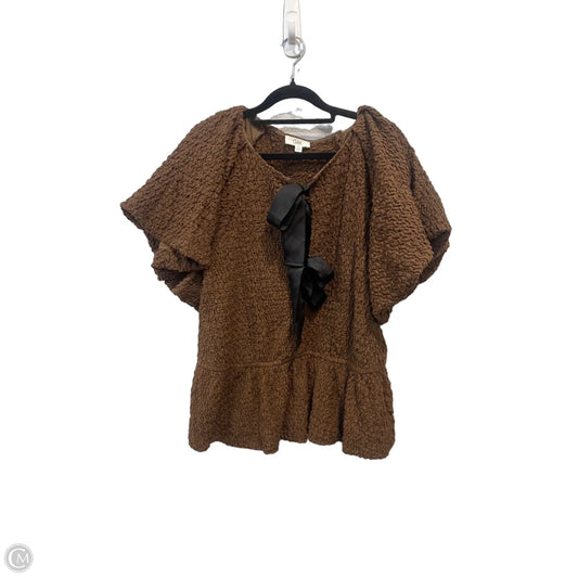 Top Short Sleeve By Oddi In Brown, Size: Xl